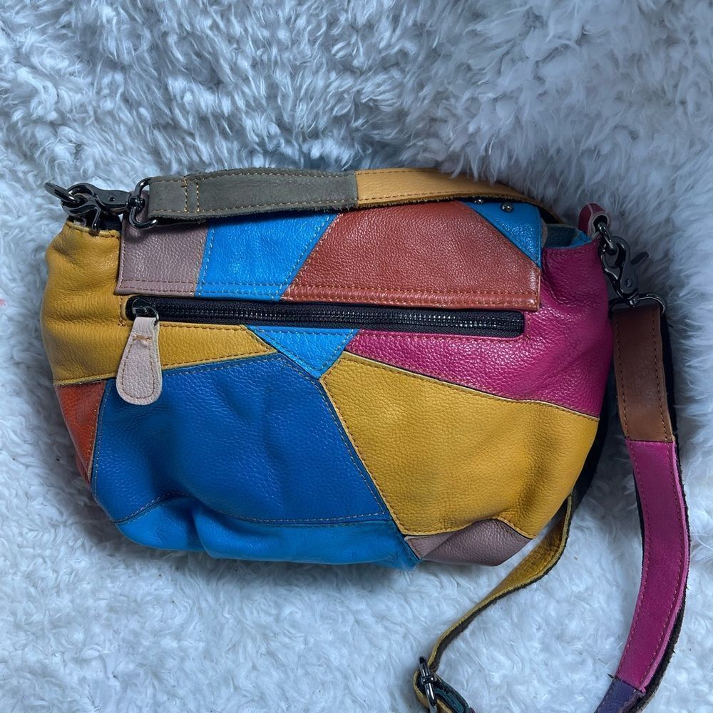 Ameri Leather Multi Color Patchwork Crossbody Bag… - image 5